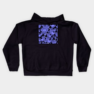 Paisley Birds in Blue Violet on Black Kids Hoodie